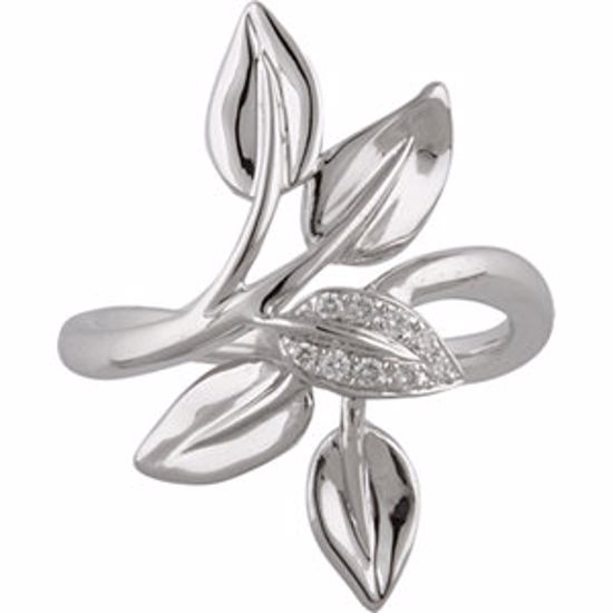 650879:101:P 14kt White .07 CTW Diamond Leaf Ring