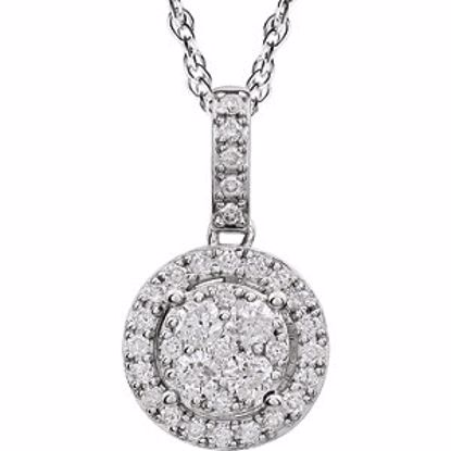 650863:60000:P 14kt White 1/2 CTW Halo-Style Diamond 18" Necklace