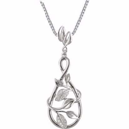 650883:101:P 14kt White 1/10 CTW Diamond Leaf Design 18" Necklace