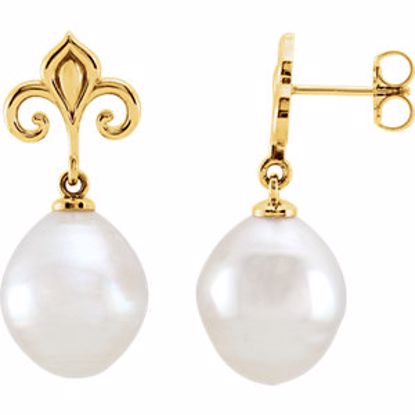 85632:1003:P 14kt Yellow 11mm South Sea Cultured Pearl Earrings