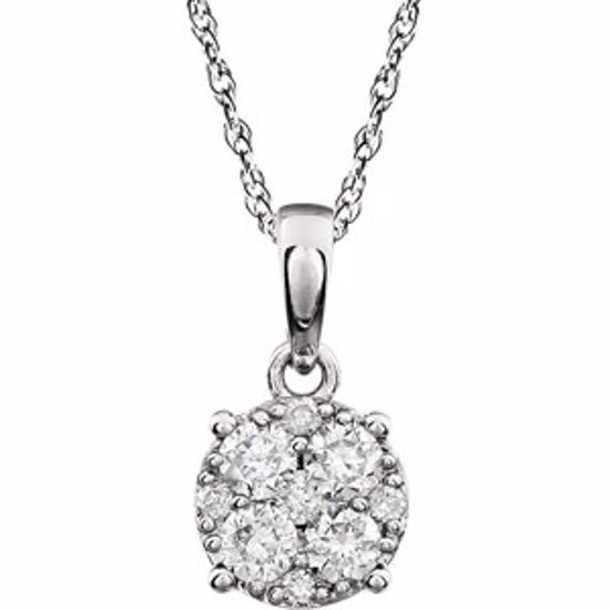 650859:102:P 14kt White 1/3 CTW Diamond Cluster 18" Necklace