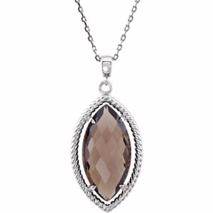 85645:70000:P Sterling Silver Marquise Shaped Smoky Quartz Rope-Styled 18" Necklace