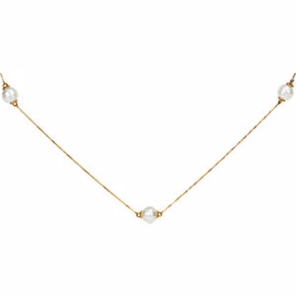 NCK230:100:P 14kt Yellow Pearl Station 37.50" Necklace