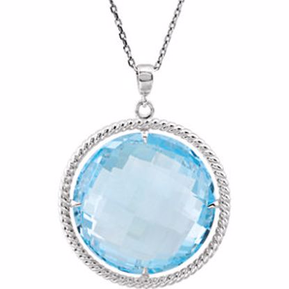 85643:70000:P Sterling Silver Sky Blue Topaz Rope Design 18" Necklace