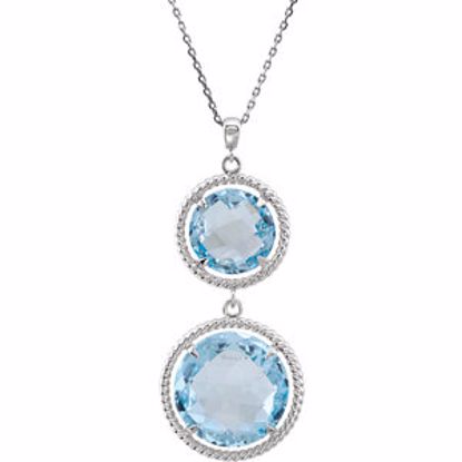 85641:70000:P Sterling Silver Sky Blue Topaz Rope Design 18" Necklace