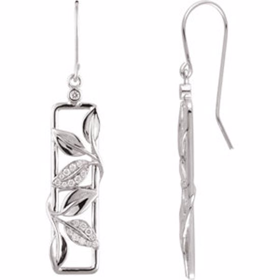 650884:101:P 14kt White 1/4 CTW Diamond Drop Earrings with Leaf Design & Accent