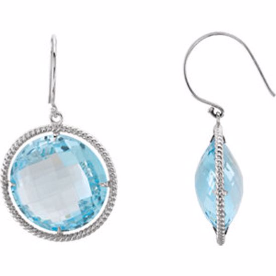 85642:70000:P Sterling Silver Sky Blue Topaz Rope Design Earrings