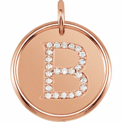 85088:10500:P 14kt Rose 1/8 CTW Diamond Initial "B" Pendant