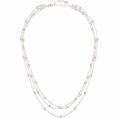 650907:100:P Sterling Silver 4-4.5mm Freshwater Cultured Pearl 3 Tiered 17" Necklace