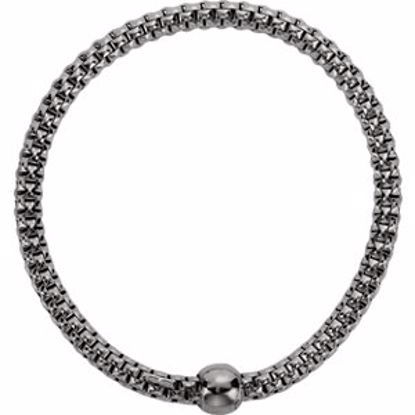 650908:6001:P Sterling Silver Black Rhodium 4.3mm Woven Stretch Bracelet