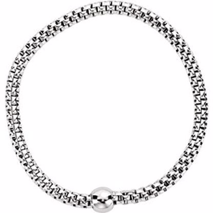 650908:6003:P Sterling Silver White Rhodium Plated 4.3mm Woven Stretch Bracelet