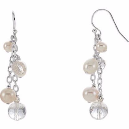 650911:100:P Sterling Silver Freshwater Pearl & Crystal Earrings