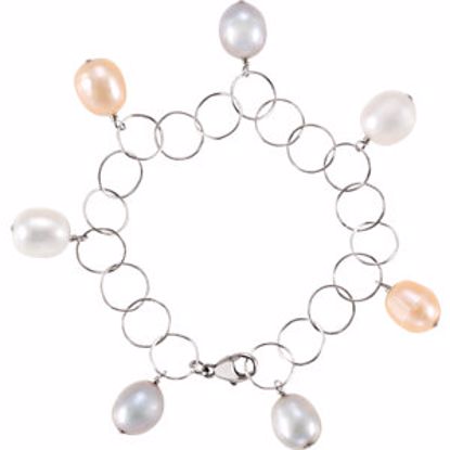 650923:101:P Sterling Silver 10-11mm Multi-Colored Pearl 7.25" Bracelet