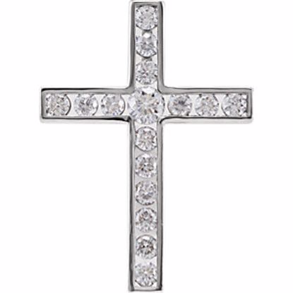 R42310:10100:P 14kt White 3/4 CTW Diamond Cross Pendant