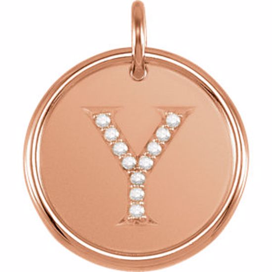 85088:10800:P 14kt Rose .05 CTW Diamond Initial "Y" Pendant 