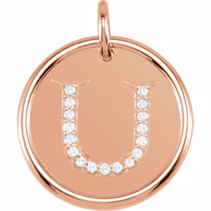 85088:10890:P 14kt Rose .08 CTW Diamond Initial "U" Pendant