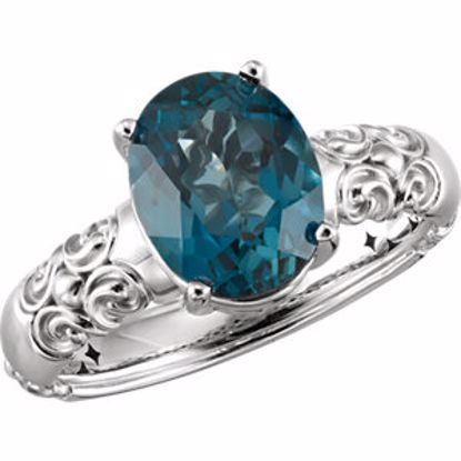 71613:1005:P 14kt White 10x8mm London Blue Topaz Ring