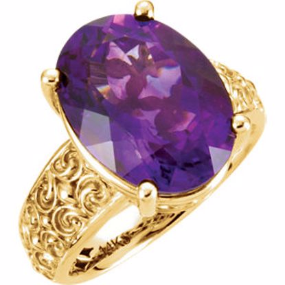 71614:1005:P 14kt Yellow 16x12mm Amethyst Sculptural-Inspired Ring