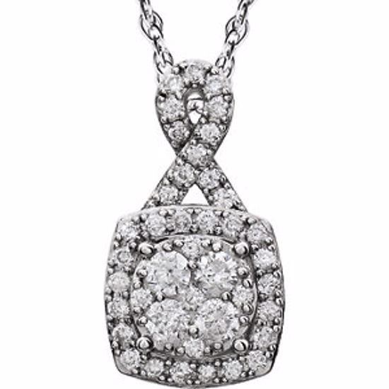 650861:100:P 14kt White 3/4 CTW Halo-Styled Diamond 18" Necklace