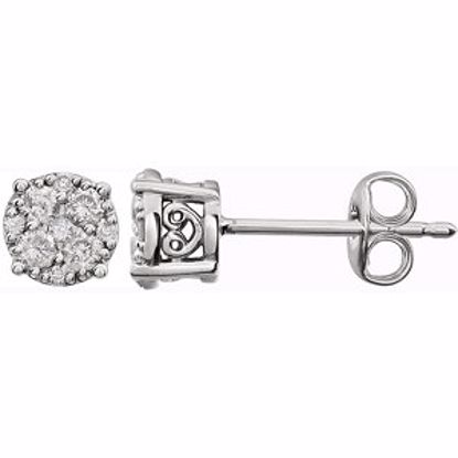 650860:103:P 14kt White 3/8 CTW Diamond Cluster Friction Post Earrings