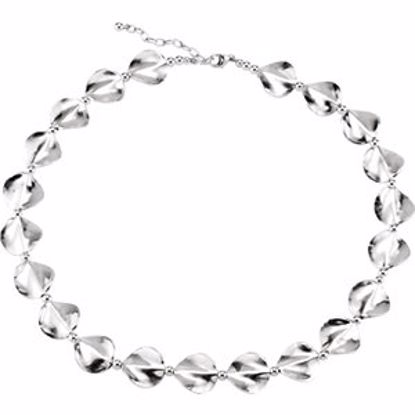 650982:101:P Sterling Silver Satin Wavy Coin 18-20" Necklace