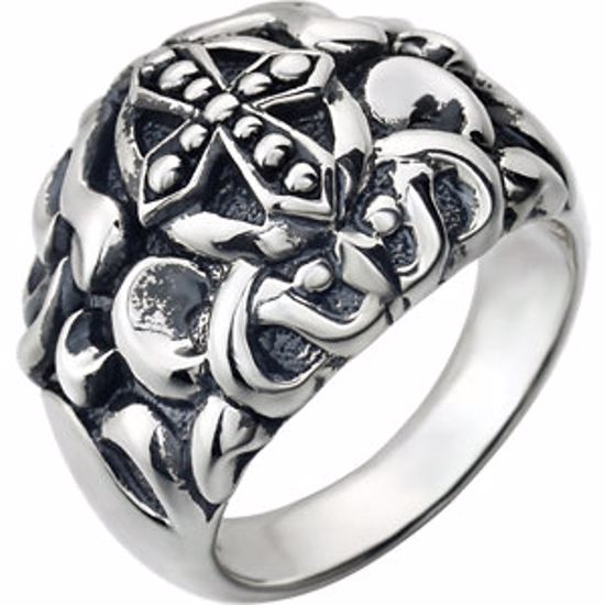 650986:600:P Sterling Silver Men's Cross Fashion Ring