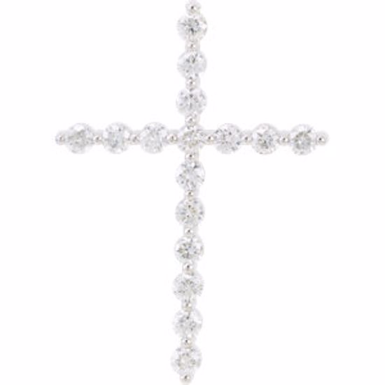 R42307:10120:P 14kt White 3/4 CTW Diamond Cross Pendant