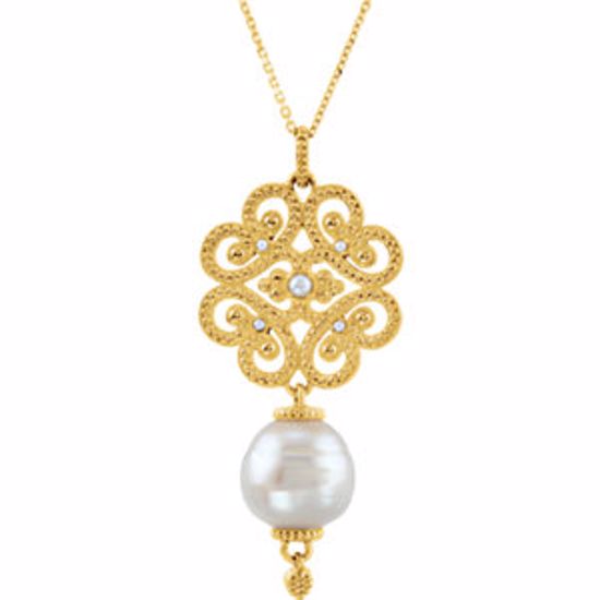 85512:102:P 14kt Yellow South Sea Cultured Pearl 18" Necklace