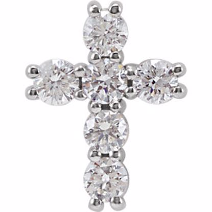 R42309:10070:P 14kt White 1/4 CTW Diamond Cross Pendant