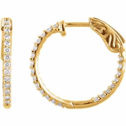 650183:120:P 14kt Yellow 1 CTW Diamond Inside/Outside Hoop Earrings
