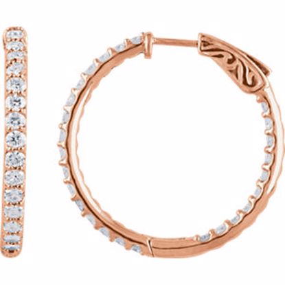 650183:123:P 14kt Rose 2 CTW Diamond Inside/Outside Hoop Earrings
