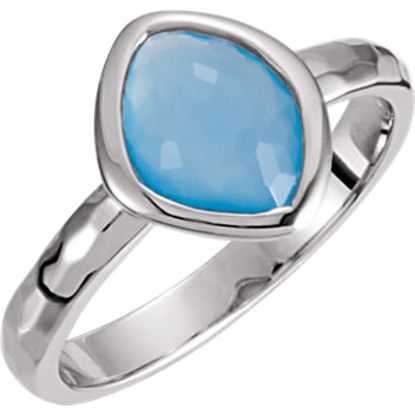 650867:1020:P Sterling Silver 10x8x5mm Blue Chalcedony Ring Size 6 with Box