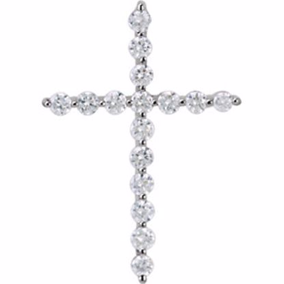 R42307:10020:P 14kt White 1/4 CTW Diamond Cross Pendant