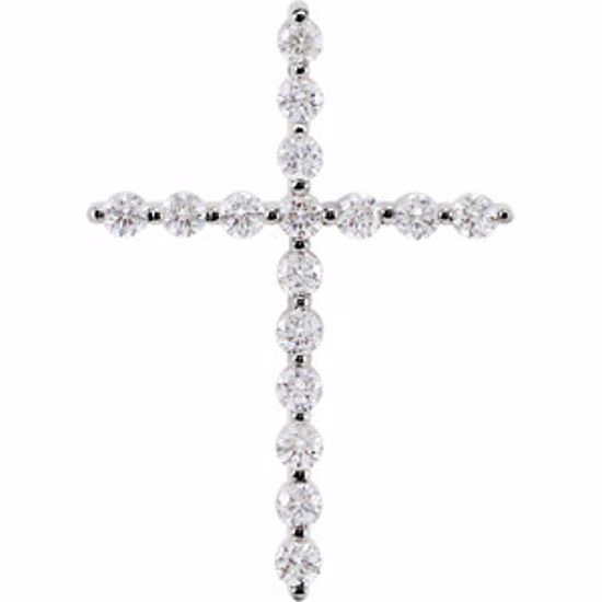 R42307:10250:P 14kt White 1/2 CTW Diamond Cross Pendant