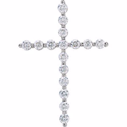 R42307:10280:P 14kt White 1 1/4 CTW Diamond Cross Pendant