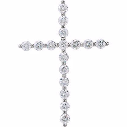 R42307:10170:P 14kt White 1 1/2 CTW Diamond Cross Pendant