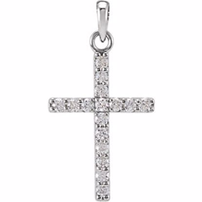 R42308:10050:P 14kt White 1/4 CTW Diamond Cross Pendant