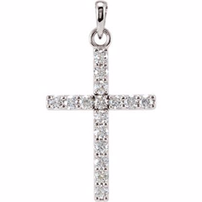 R42308:10020:P 14kt White 1/3 CTW Diamond Cross Pendant