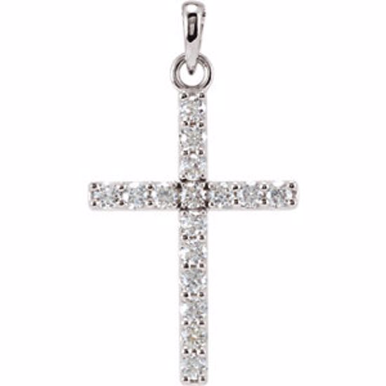 R42308:10020:P 14kt White 1/3 CTW Diamond Cross Pendant