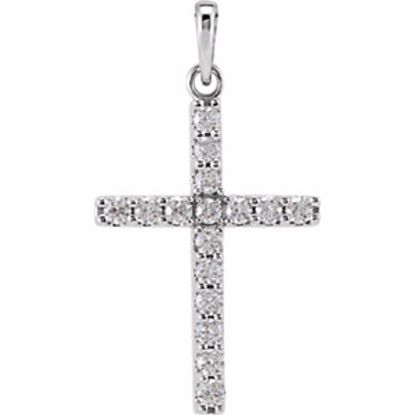 R42308:10080:P 14kt White 1/2 CTW Diamond Cross Pendant