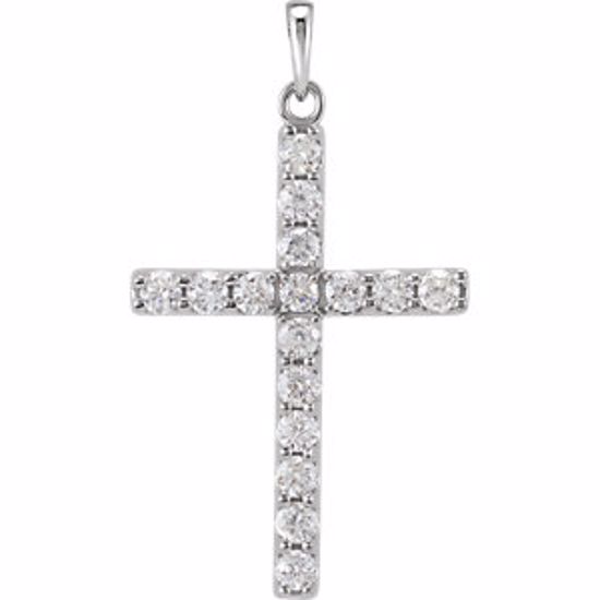 R42308:10110:P 14kt White 1 CTW Diamond Cross Pendant