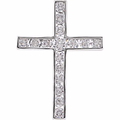 R42310:10140:P 14kt White 1/4 CTW Diamond Cross Pendant