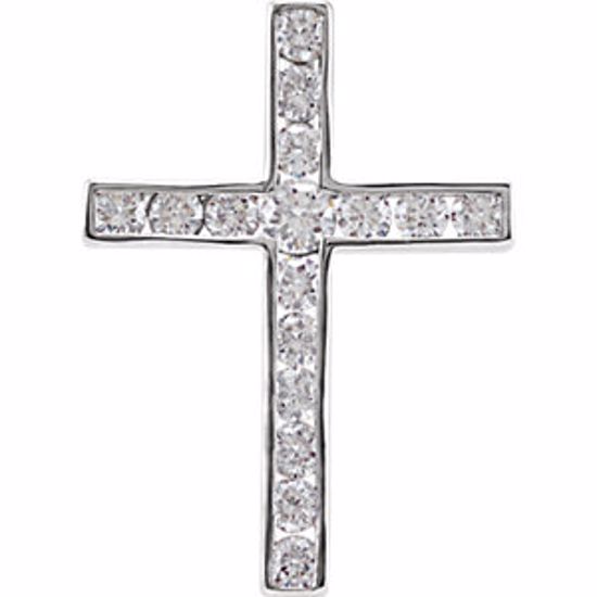 R42310:10140:P 14kt White 1/4 CTW Diamond Cross Pendant