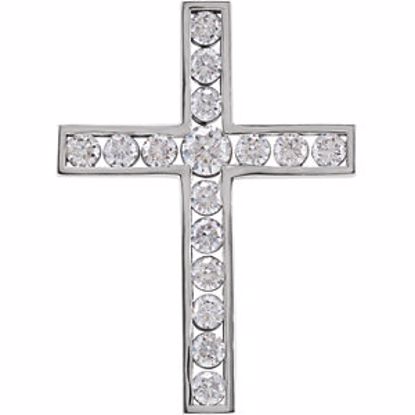 R42310:10180:P 14kt White 1 CTW Diamond Cross Pendant