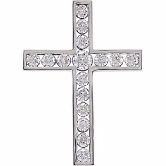 R42310:10180:P 14kt White 1 CTW Diamond Cross Pendant