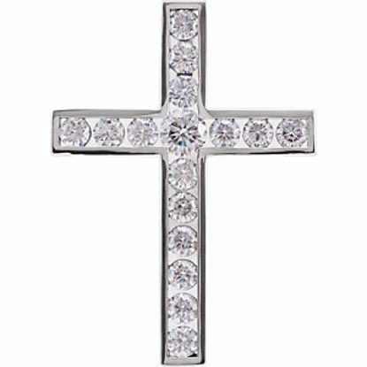 R42310:10020:P 14kt White 1 1/2 CTW Diamond Cross Pendant