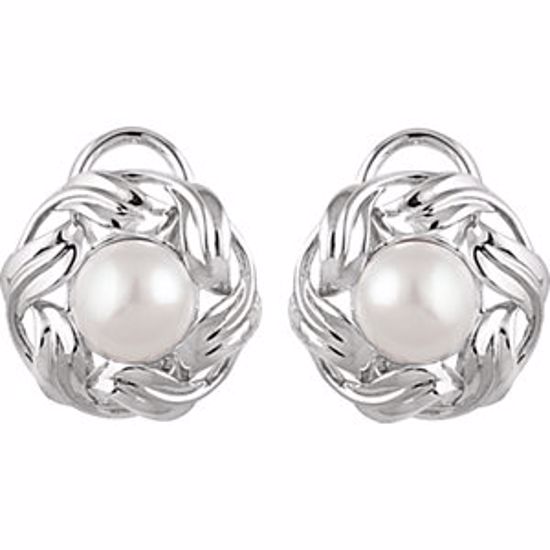 651037:601:P 14kt White 8mm Freshwater Cultured Pearl Earrings