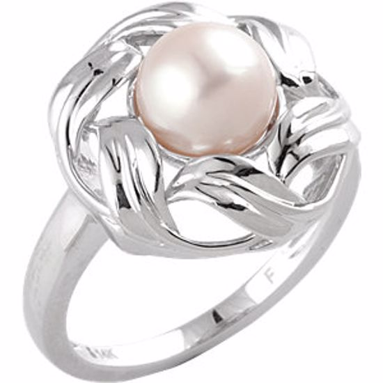 651042:101:P 14kt White 8mm Freshwater Cultured Pearl Fashion Ring