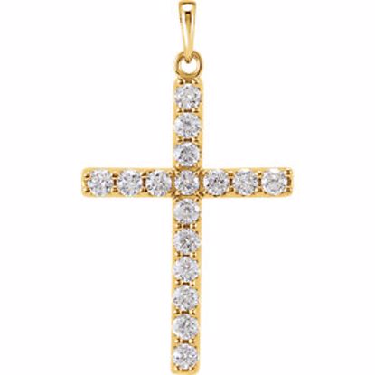 R42308:10040:P 14kt Yellow 1/4 CTW Diamond Cross Pendant