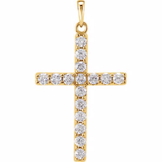 R42308:10040:P 14kt Yellow 1/4 CTW Diamond Cross Pendant